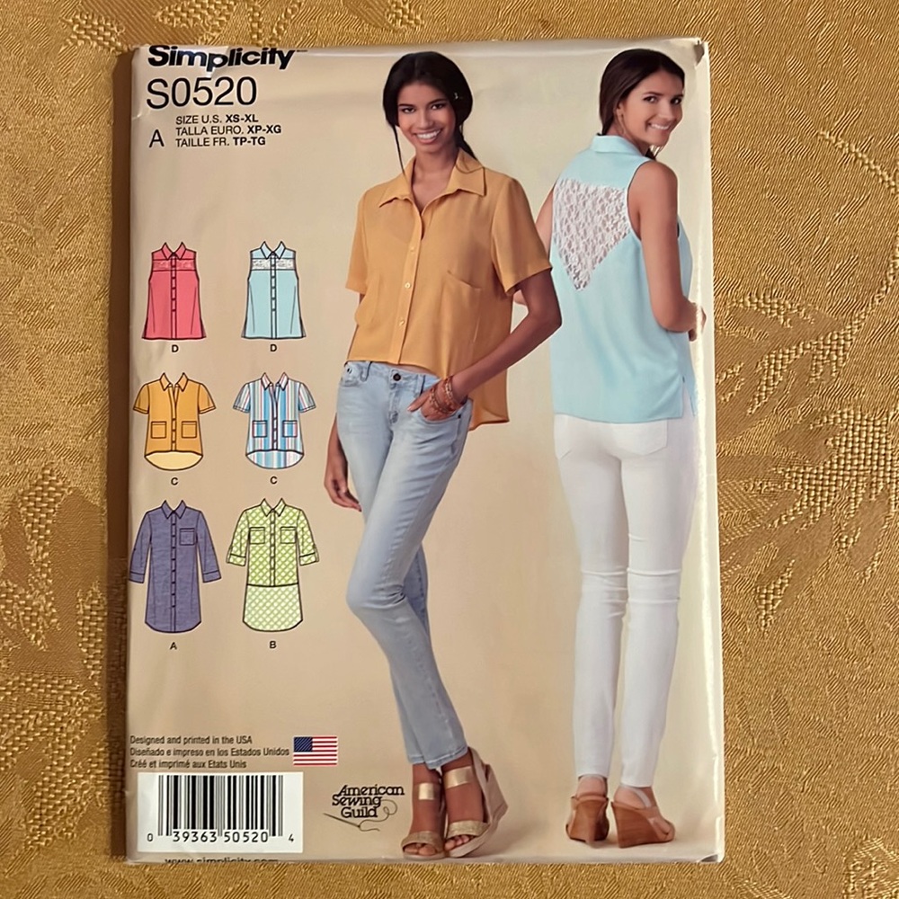 Vintage Simplicity sewing pattern S0520 Summer Spring Tops sizes XS-XL